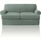 T Cushion Loveseat Slipcover 3-Piece Set, Stretch Sofa Covers for 2-Cushion Couch with 2 Individual T-Shape Seat Covers, Machine Washable Furniture Protector for Living Room, Wrinkle Free