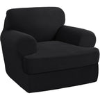 T Cushion Loveseat Slipcover 3-Piece Set, Stretch Sofa Covers for 2-Cushion Couch with 2 Individual T-Shape Seat Covers, Machine Washable Furniture Protector for Living Room, Wrinkle Free