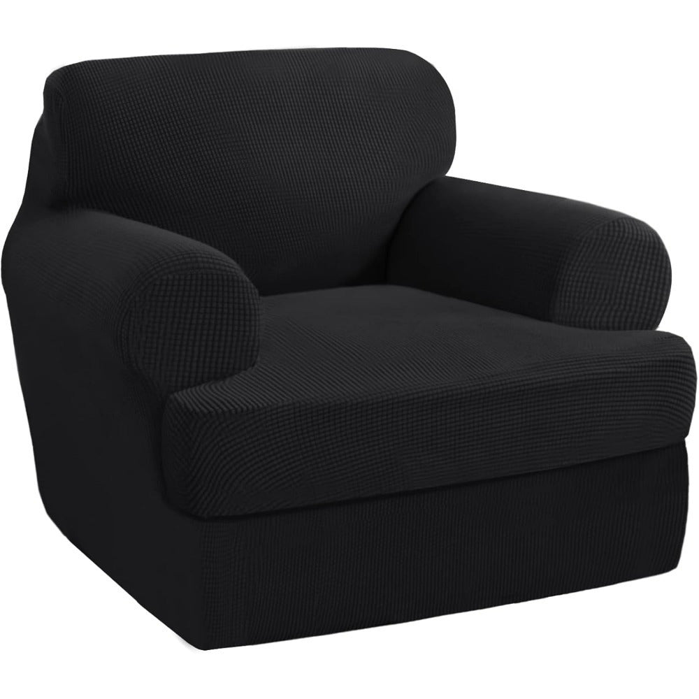 T Cushion Loveseat Slipcover 3-Piece Set, Stretch Sofa Covers for 2-Cushion Couch with 2 Individual T-Shape Seat Covers, Machine Washable Furniture Protector for Living Room, Wrinkle Free