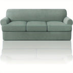 T Cushion Loveseat Slipcover 3-Piece Set, Stretch Sofa Covers for 2-Cushion Couch with 2 Individual T-Shape Seat Covers, Machine Washable Furniture Protector for Living Room, Wrinkle Free