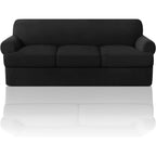 T Cushion Loveseat Slipcover 3-Piece Set, Stretch Sofa Covers for 2-Cushion Couch with 2 Individual T-Shape Seat Covers, Machine Washable Furniture Protector for Living Room, Wrinkle Free
