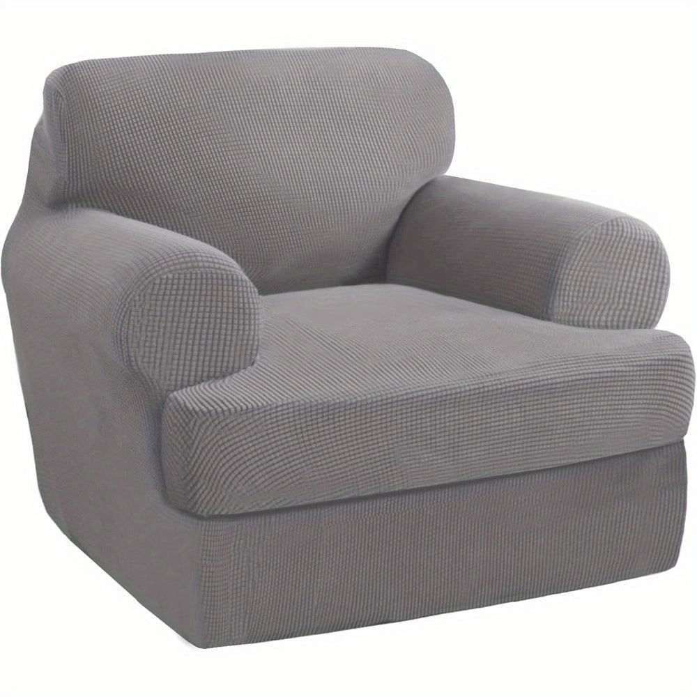 T Cushion Loveseat Slipcover 3-Piece Set, Stretch Sofa Covers for 2-Cushion Couch with 2 Individual T-Shape Seat Covers, Machine Washable Furniture Protector for Living Room, Wrinkle Free