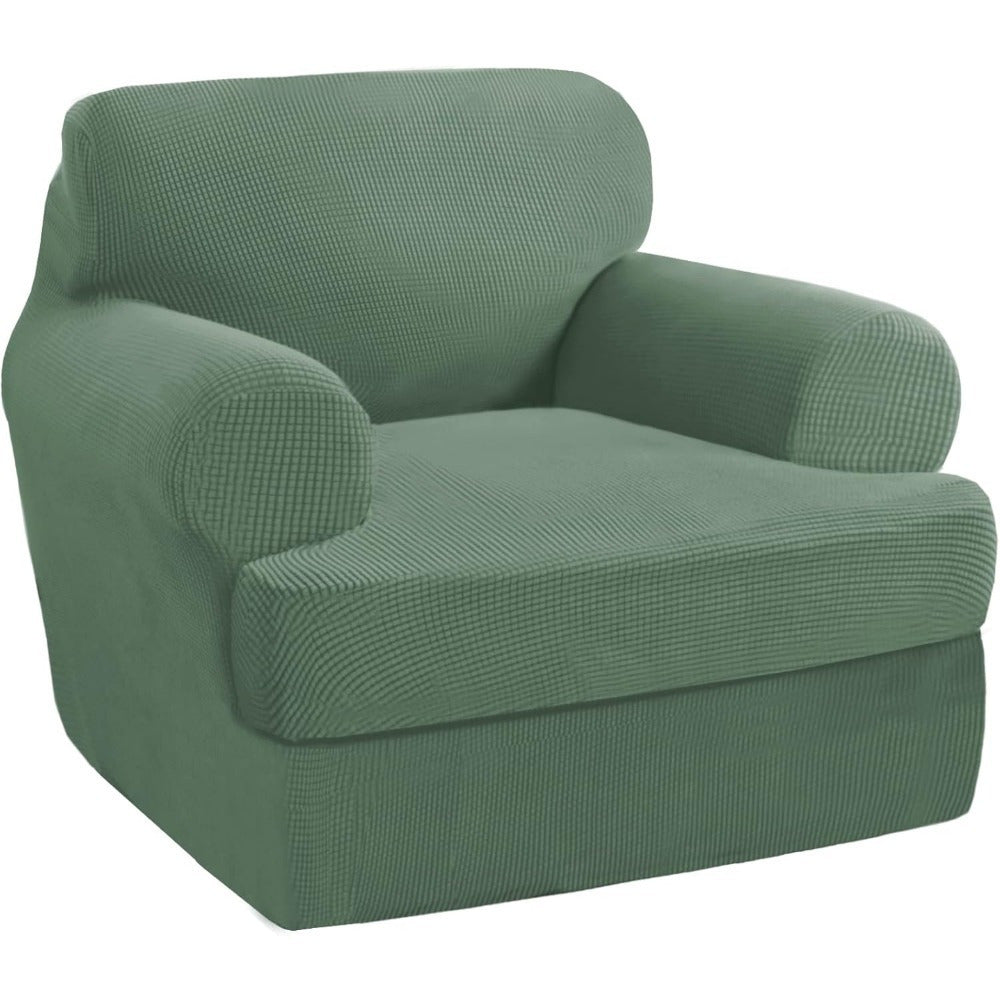 T Cushion Loveseat Slipcover 3-Piece Set, Stretch Sofa Covers for 2-Cushion Couch with 2 Individual T-Shape Seat Covers, Machine Washable Furniture Protector for Living Room, Wrinkle Free
