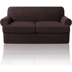 T Cushion Loveseat Slipcover 3-Piece Set, Stretch Sofa Covers for 2-Cushion Couch with 2 Individual T-Shape Seat Covers, Machine Washable Furniture Protector for Living Room, Wrinkle Free