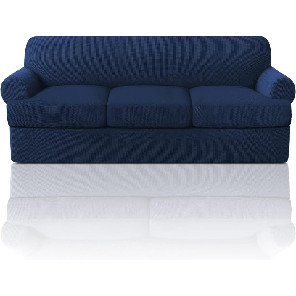 T Cushion Loveseat Slipcover 3-Piece Set, Stretch Sofa Covers for 2-Cushion Couch with 2 Individual T-Shape Seat Covers, Machine Washable Furniture Protector for Living Room, Wrinkle Free