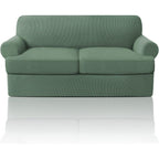 T Cushion Loveseat Slipcover 3-Piece Set, Stretch Sofa Covers for 2-Cushion Couch with 2 Individual T-Shape Seat Covers, Machine Washable Furniture Protector for Living Room, Wrinkle Free