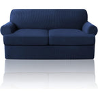 T Cushion Loveseat Slipcover 3-Piece Set, Stretch Sofa Covers for 2-Cushion Couch with 2 Individual T-Shape Seat Covers, Machine Washable Furniture Protector for Living Room, Wrinkle Free