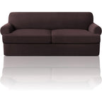 T Cushion Loveseat Slipcover 3-Piece Set, Stretch Sofa Covers for 2-Cushion Couch with 2 Individual T-Shape Seat Covers, Machine Washable Furniture Protector for Living Room, Wrinkle Free