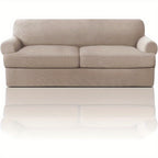 T Cushion Loveseat Slipcover 3-Piece Set, Stretch Sofa Covers for 2-Cushion Couch with 2 Individual T-Shape Seat Covers, Machine Washable Furniture Protector for Living Room, Wrinkle Free