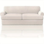 T Cushion Loveseat Slipcover 3-Piece Set, Stretch Sofa Covers for 2-Cushion Couch with 2 Individual T-Shape Seat Covers, Machine Washable Furniture Protector for Living Room, Wrinkle Free