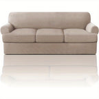 T Cushion Loveseat Slipcover 3-Piece Set, Stretch Sofa Covers for 2-Cushion Couch with 2 Individual T-Shape Seat Covers, Machine Washable Furniture Protector for Living Room, Wrinkle Free