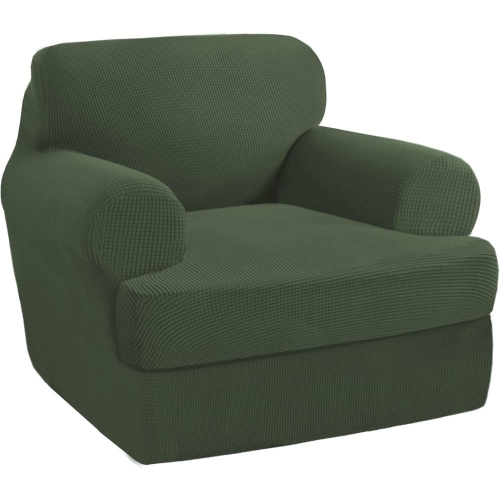 T Cushion Loveseat Slipcover 3-Piece Set, Stretch Sofa Covers for 2-Cushion Couch with 2 Individual T-Shape Seat Covers, Machine Washable Furniture Protector for Living Room, Wrinkle Free