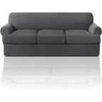 T Cushion Loveseat Slipcover 3-Piece Set, Stretch Sofa Covers for 2-Cushion Couch with 2 Individual T-Shape Seat Covers, Machine Washable Furniture Protector for Living Room, Wrinkle Free