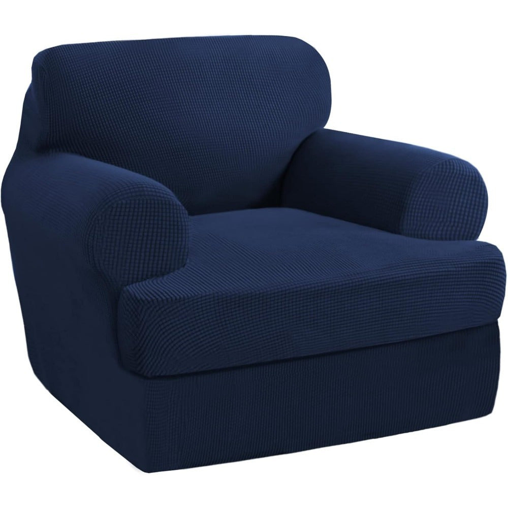 T Cushion Loveseat Slipcover 3-Piece Set, Stretch Sofa Covers for 2-Cushion Couch with 2 Individual T-Shape Seat Covers, Machine Washable Furniture Protector for Living Room, Wrinkle Free