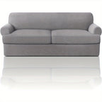 T Cushion Loveseat Slipcover 3-Piece Set, Stretch Sofa Covers for 2-Cushion Couch with 2 Individual T-Shape Seat Covers, Machine Washable Furniture Protector for Living Room, Wrinkle Free