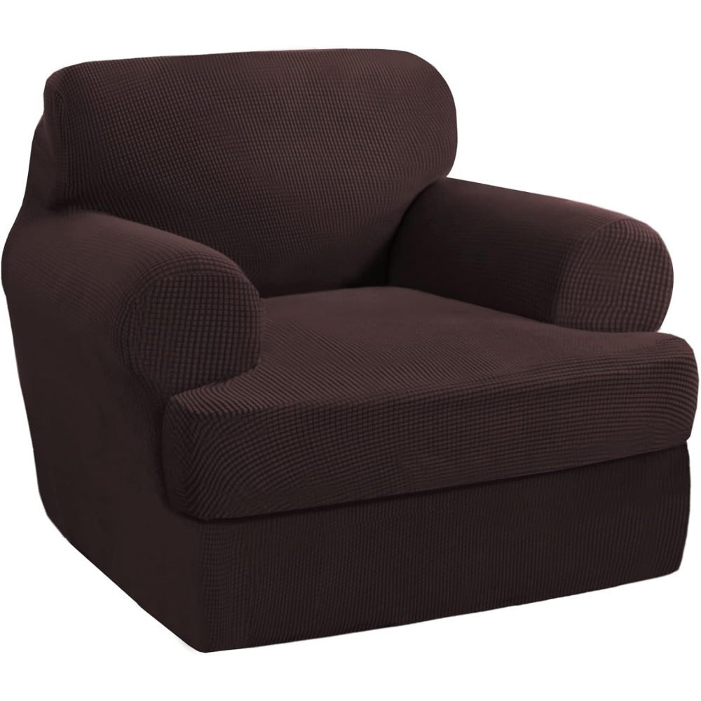 T Cushion Loveseat Slipcover 3-Piece Set, Stretch Sofa Covers for 2-Cushion Couch with 2 Individual T-Shape Seat Covers, Machine Washable Furniture Protector for Living Room, Wrinkle Free