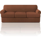 T Cushion Loveseat Slipcover 3-Piece Set, Stretch Sofa Covers for 2-Cushion Couch with 2 Individual T-Shape Seat Covers, Machine Washable Furniture Protector for Living Room, Wrinkle Free
