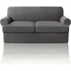 T Cushion Loveseat Slipcover 3-Piece Set, Stretch Sofa Covers for 2-Cushion Couch with 2 Individual T-Shape Seat Covers, Machine Washable Furniture Protector for Living Room, Wrinkle Free