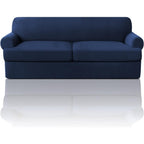 T Cushion Loveseat Slipcover 3-Piece Set, Stretch Sofa Covers for 2-Cushion Couch with 2 Individual T-Shape Seat Covers, Machine Washable Furniture Protector for Living Room, Wrinkle Free