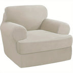 T Cushion Loveseat Slipcover 3-Piece Set, Stretch Sofa Covers for 2-Cushion Couch with 2 Individual T-Shape Seat Covers, Machine Washable Furniture Protector for Living Room, Wrinkle Free