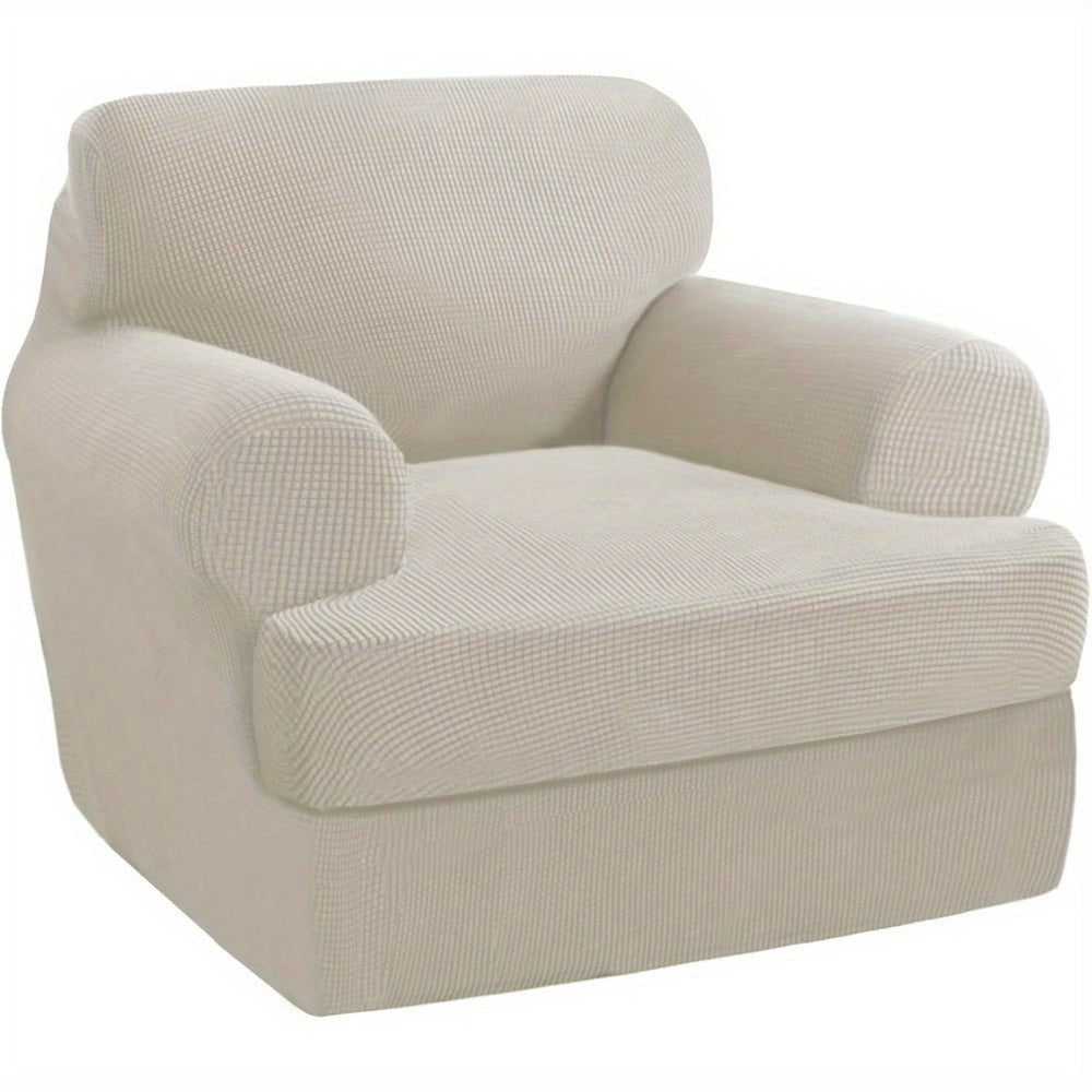 T Cushion Loveseat Slipcover 3-Piece Set, Stretch Sofa Covers for 2-Cushion Couch with 2 Individual T-Shape Seat Covers, Machine Washable Furniture Protector for Living Room, Wrinkle Free