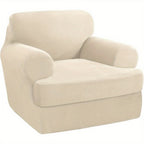 T Cushion Loveseat Slipcover 3-Piece Set, Stretch Sofa Covers for 2-Cushion Couch with 2 Individual T-Shape Seat Covers, Machine Washable Furniture Protector for Living Room, Wrinkle Free