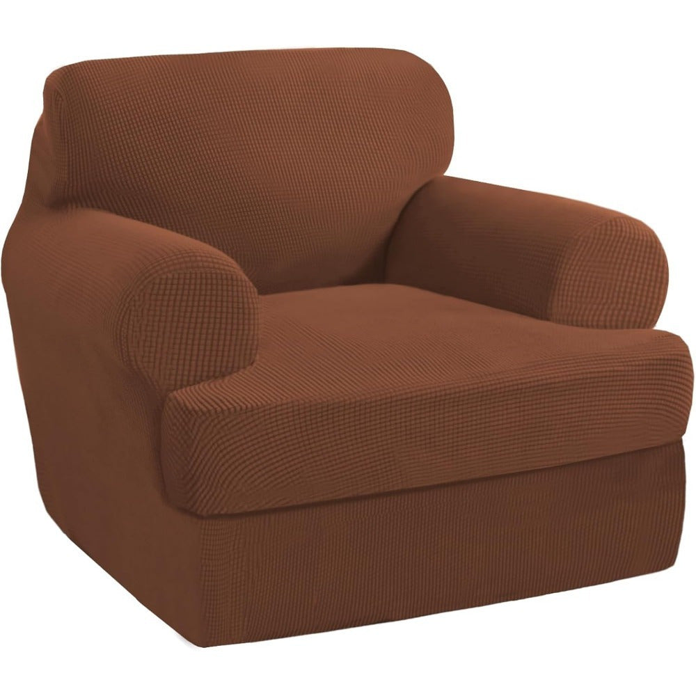 T Cushion Loveseat Slipcover 3-Piece Set, Stretch Sofa Covers for 2-Cushion Couch with 2 Individual T-Shape Seat Covers, Machine Washable Furniture Protector for Living Room, Wrinkle Free