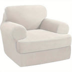 T Cushion Loveseat Slipcover 3-Piece Set, Stretch Sofa Covers for 2-Cushion Couch with 2 Individual T-Shape Seat Covers, Machine Washable Furniture Protector for Living Room, Wrinkle Free