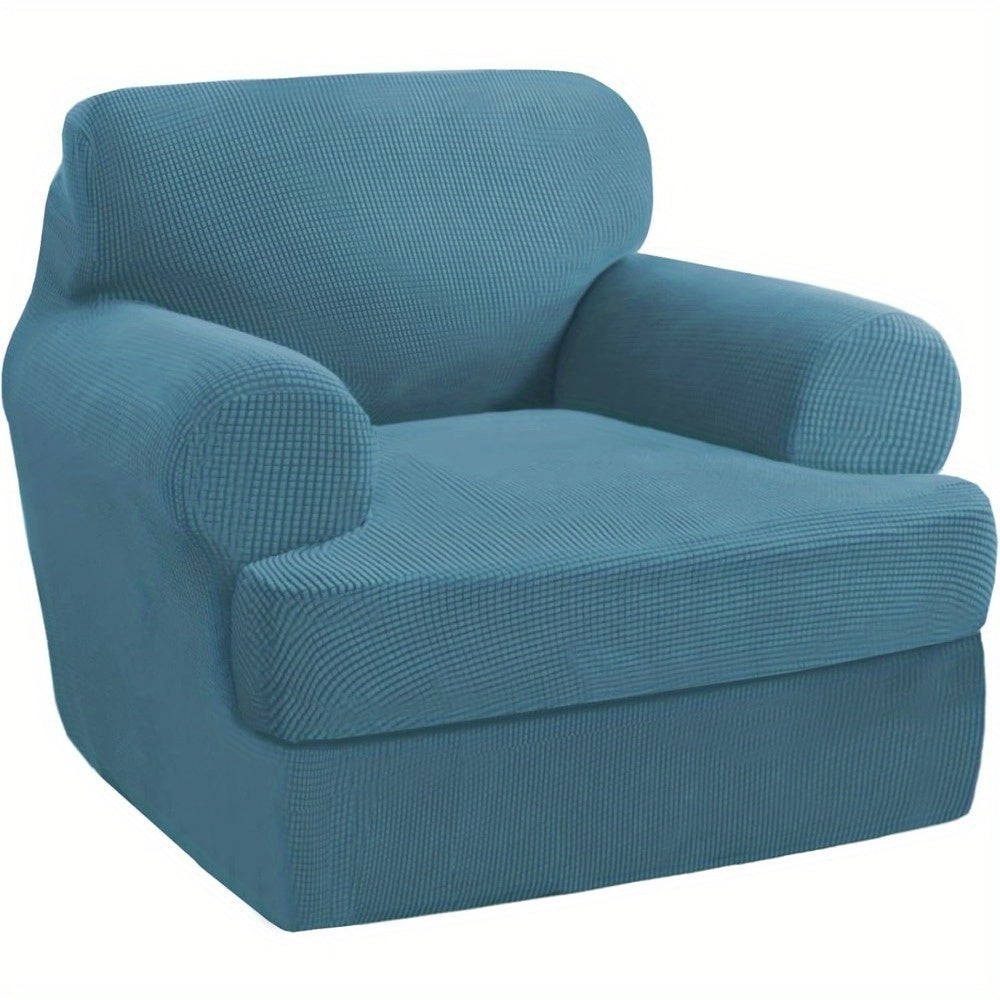 T Cushion Loveseat Slipcover 3-Piece Set, Stretch Sofa Covers for 2-Cushion Couch with 2 Individual T-Shape Seat Covers, Machine Washable Furniture Protector for Living Room, Wrinkle Free