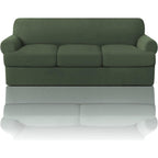 T Cushion Loveseat Slipcover 3-Piece Set, Stretch Sofa Covers for 2-Cushion Couch with 2 Individual T-Shape Seat Covers, Machine Washable Furniture Protector for Living Room, Wrinkle Free