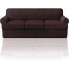 T Cushion Loveseat Slipcover 3-Piece Set, Stretch Sofa Covers for 2-Cushion Couch with 2 Individual T-Shape Seat Covers, Machine Washable Furniture Protector for Living Room, Wrinkle Free