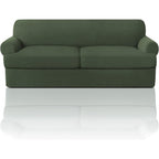 T Cushion Loveseat Slipcover 3-Piece Set, Stretch Sofa Covers for 2-Cushion Couch with 2 Individual T-Shape Seat Covers, Machine Washable Furniture Protector for Living Room, Wrinkle Free
