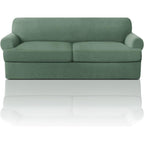T Cushion Loveseat Slipcover 3-Piece Set, Stretch Sofa Covers for 2-Cushion Couch with 2 Individual T-Shape Seat Covers, Machine Washable Furniture Protector for Living Room, Wrinkle Free