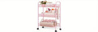 3-Tier Metal Rolling Cart with Wheels - Mesh Wire Utility Storage Trolley with 3 Hooks, Tool-Free Assembly, Rolling Shelving Unit for Kitchen, Bathroom, and Laundry Room