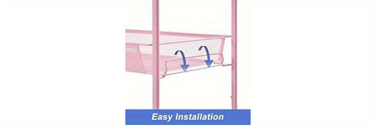 3-Tier Metal Rolling Cart with Wheels - Mesh Wire Utility Storage Trolley with 3 Hooks, Tool-Free Assembly, Rolling Shelving Unit for Kitchen, Bathroom, and Laundry Room