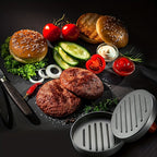 Non-Stick Burger Press Patty Maker & Heavy-Duty Kitchen Shears Set – Round Hamburger Mold for Beef, Chicken, Fish & Poultry – Professional Kitchen Tools for Grilling, BBQ & Cooking