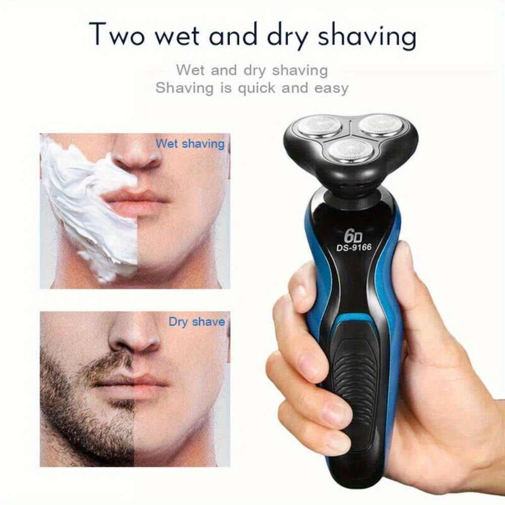 4-in-1 Electric Shaver Men USB Rechargeable Rotary Razor Beard Trimmer Wet Dry - Father's Day Gift for Dad Husband Male Friend Blue