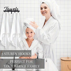 Wall-Mounted Bathroom Towel Rack with 5 Hooks, Farmhouse Style Rust-Resistant Metal – Space-Saving Towel Holder for Towels, Robes & Washcloths, Black