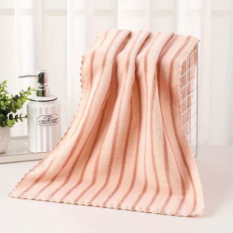 Color Coded Coral Fleece Towel Set 5 Pack – Ultra Soft Thickened Absorbent Bath Face Towels 5 Colors for Spa Sensitive Skin, Solid or Striped