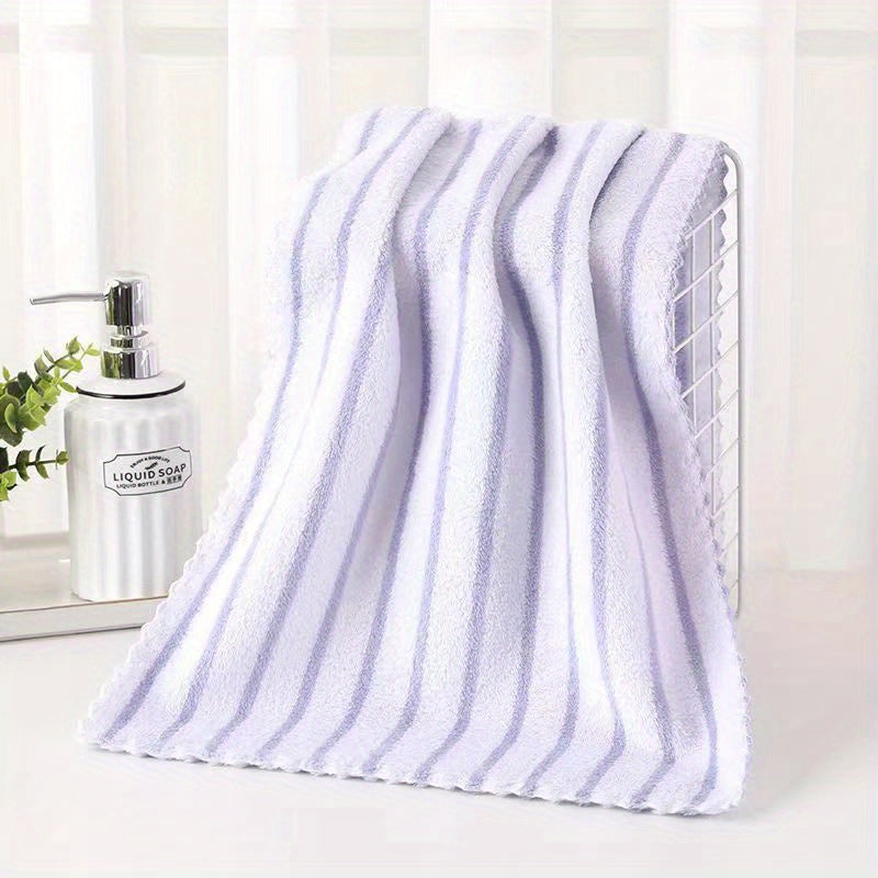 Color Coded Coral Fleece Towel Set 5 Pack – Ultra Soft Thickened Absorbent Bath Face Towels 5 Colors for Spa Sensitive Skin, Solid or Striped