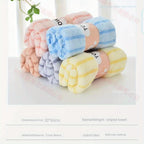 Color Coded Coral Fleece Towel Set 5 Pack – Ultra Soft Thickened Absorbent Bath Face Towels 5 Colors for Spa Sensitive Skin, Solid or Striped