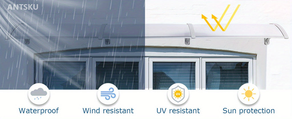 Polycarbonate Door Window Awning Canopy UPF50+ UV Rain Snow Protection Outdoor Entry Overhang 80x40 120x40 Hollow Sheet Clear Brown