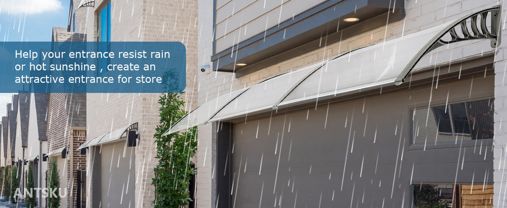 Polycarbonate Door Window Awning Canopy UPF50+ UV Rain Snow Protection Outdoor Entry Overhang 80x40 120x40 Hollow Sheet Clear Brown