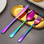 60-Piece Rainbow Titanium Flatware Set for 12 – Mirror Polished 304 Stainless Steel Cutlery with Knives, Forks & Spoons – Dishwasher Safe, Vibrant Colors – Gift for Thanksgiving & Christmas