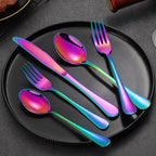 60-Piece Rainbow Titanium Flatware Set for 12 – Mirror Polished 304 Stainless Steel Cutlery with Knives, Forks & Spoons – Dishwasher Safe, Vibrant Colors – Gift for Thanksgiving & Christmas