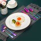 60-Piece Rainbow Titanium Flatware Set for 12 – Mirror Polished 304 Stainless Steel Cutlery with Knives, Forks & Spoons – Dishwasher Safe, Vibrant Colors – Gift for Thanksgiving & Christmas