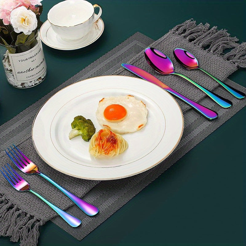 60-Piece Rainbow Titanium Flatware Set for 12 – Mirror Polished 304 Stainless Steel Cutlery with Knives, Forks & Spoons – Dishwasher Safe, Vibrant Colors – Gift for Thanksgiving & Christmas