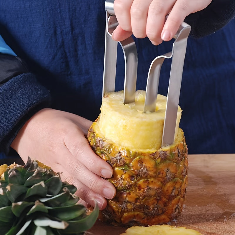 Pineapple Corer Slicer Stainless Steel Easy One-Twist Pineapple Cutter Tool with Comfortable Grip for Home Kitchen and Restaurant
