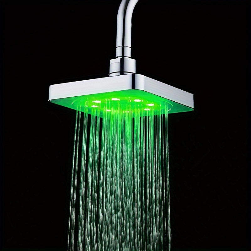 LED Color Changing Rain Shower Head 6 Inch Square - 7 Color Light Up Rainfall Showerhead, Self-Powered High Flow Shower Head with Easy Installation, Bathroom Upgrade