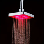 LED Color Changing Rain Shower Head 6 Inch Square - 7 Color Light Up Rainfall Showerhead, Self-Powered High Flow Shower Head with Easy Installation, Bathroom Upgrade